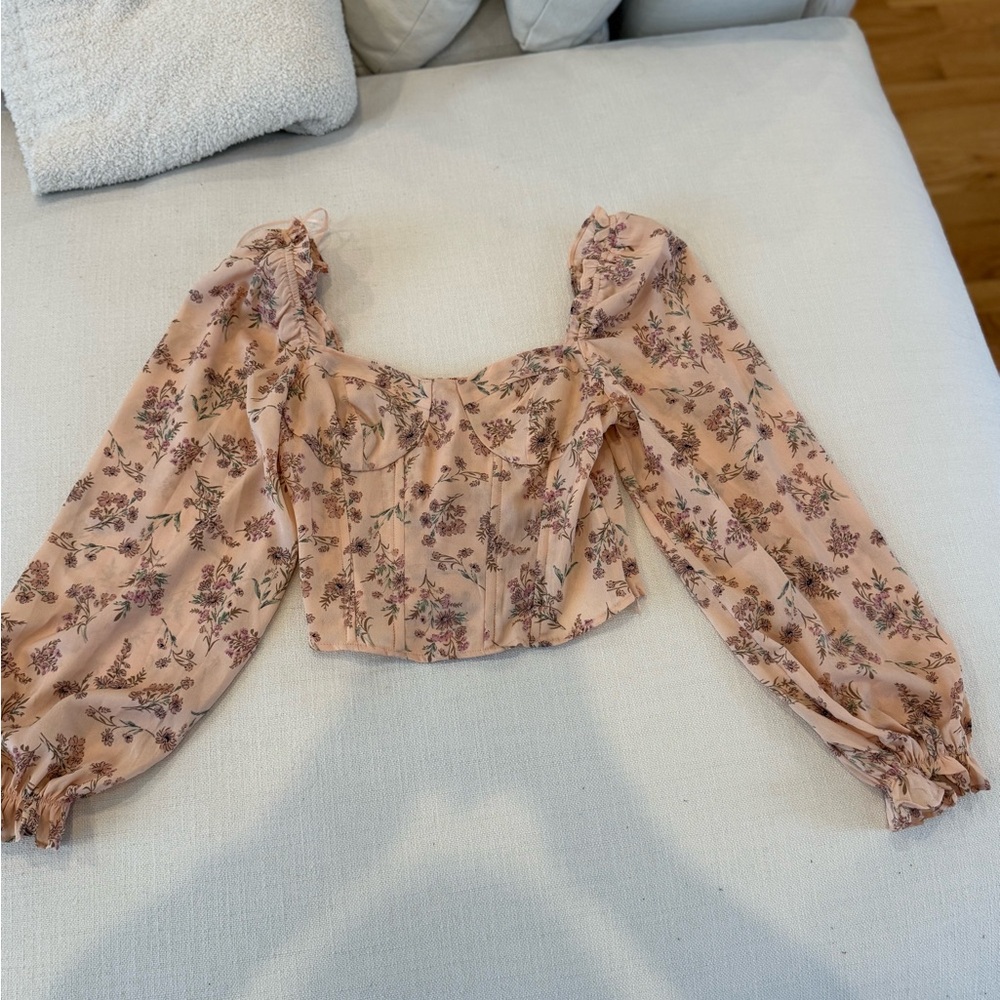 Astr Floral Long Sleeve Blouse in Pink